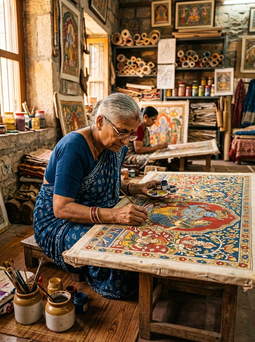 Traditional Indian artisan painting
